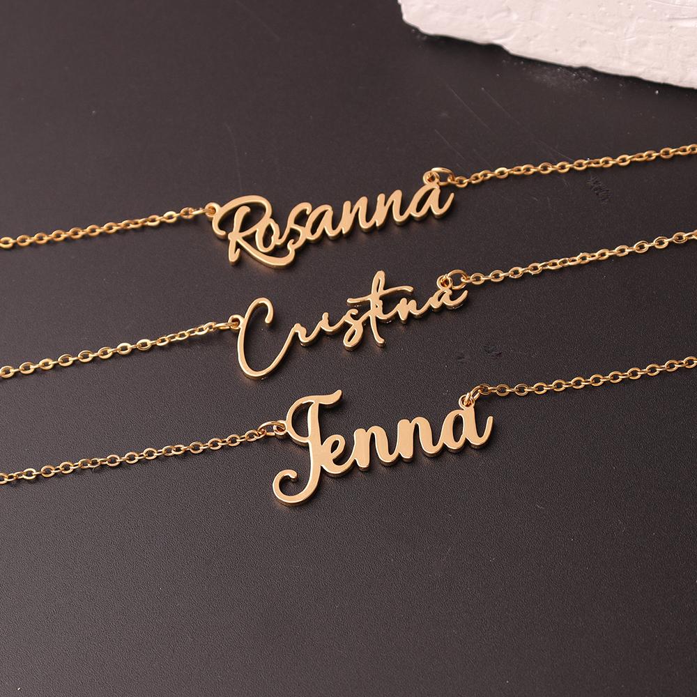 Vlastní náhrdelník pro ženy Personalizovaný přívěsek s kurzívním písmenem Šperky z nerezové oceli Pánský řetízek Choker Obojek Personalizado