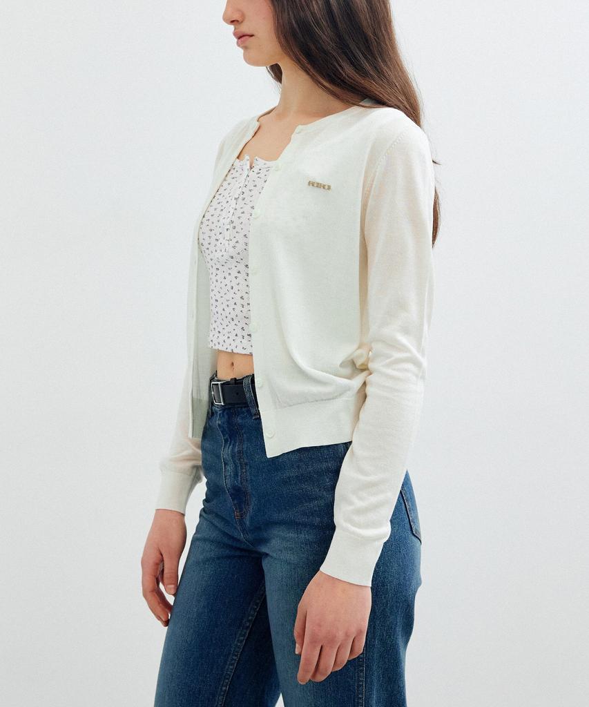 ROIROI Wool Silk Blend Cardigan - Cream