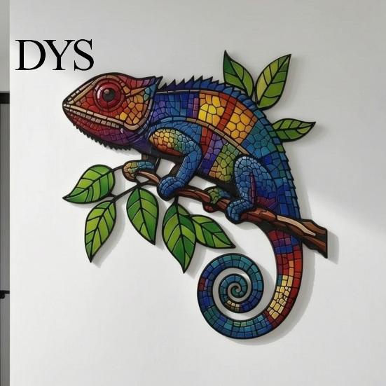 Exotischer Garten Geschenk Metall Eidechse Wanddekoration, Eisen Chamäleon Kunst Hängende Skulptur, Mehrfarbiges Mosaik Terrassen Anhänger Bemaltes Tier Ornament