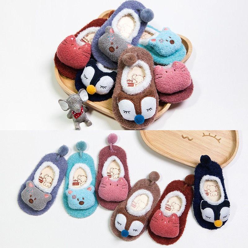Newborn Baby Infant Boy Girl Kid Cartoon Eye Anti Slip Slipper Floor Socks Shoes