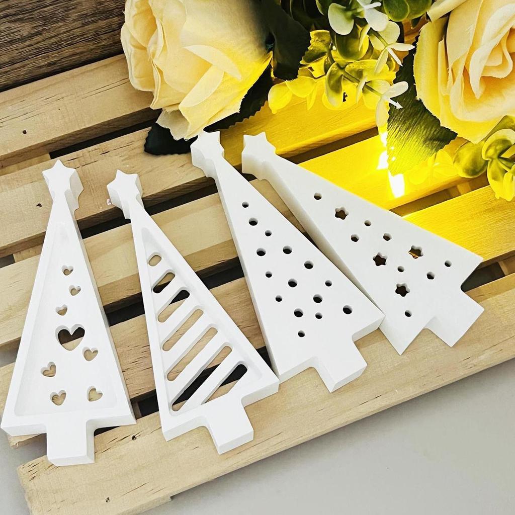 Christmas Tree Candle Mold Christmas-Themed Tealight Holder Mold 4 Pieces Reusable Holiday Decoration Making Mould For Chocolate
