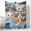 Entzückender Katzen-Print Flanelldecke - Weiche & Warme Ganzjahresdecke für Sofa, Bett, Büro, Camping - Gemütlicher Zeitgenössischer Stil mit Gemischten Farben, Offi