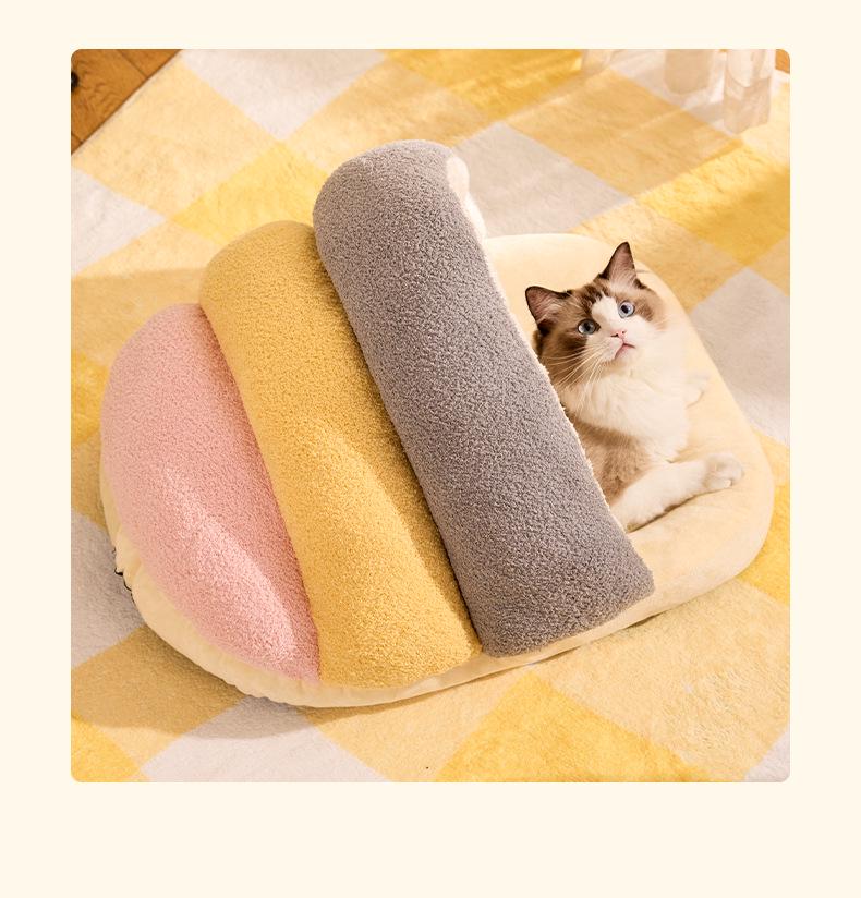 Cozy Cloud Fleece Pet Nest: Semi-Enclosed Warm Slippers for Cats & Small/Medium Dogs