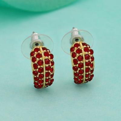 24k Gold Candy Earrings with Red Crystals
