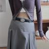 Modern Womens Pu Casual Belt With Decorative Oval Metal Mirror Buckle For Fashion Style Forward