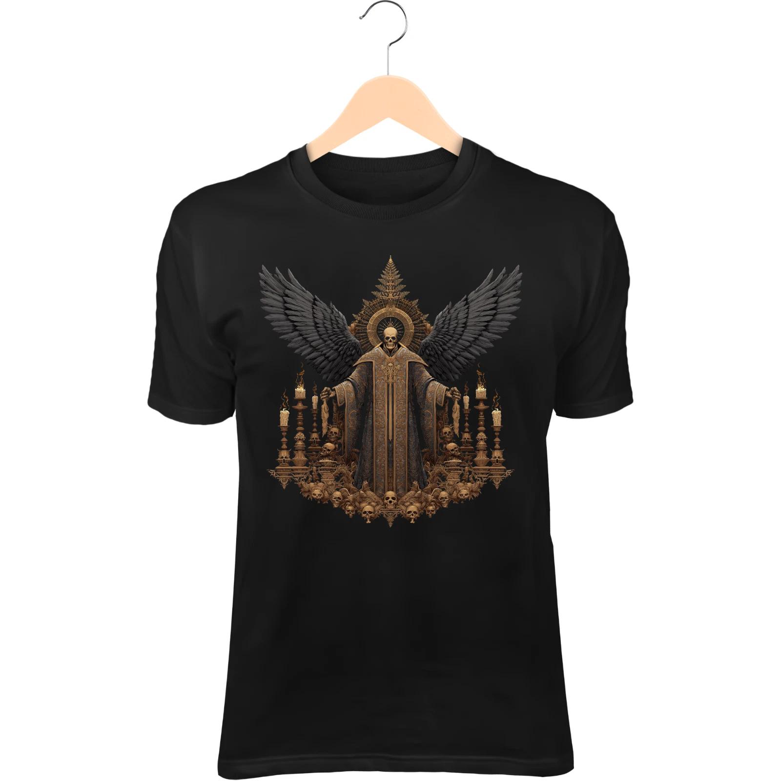 Dark Ritual Figure T-Shirt – Ceremonial Robes, Massive Black Wing 2XL