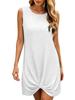 2026 European and American Women's Solid Color Casual Fashion Court Lock Round Neck Sleeveless Dress