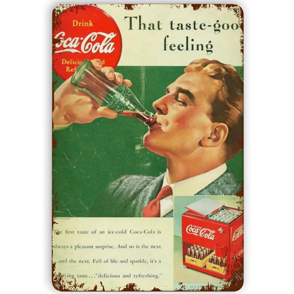 Retro Enjoy Cola Posters Retro Metal Tin Signs Vintage Posters for Game Room Bar Man Cave Cafe Garage Home Wall Decor Gift
