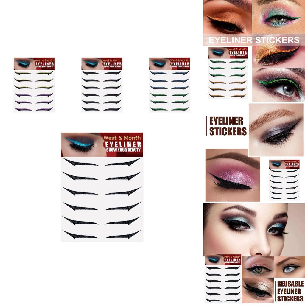 West Month Self Adhesive European American Eyeliner Stickers Six Pairs For Party Glam