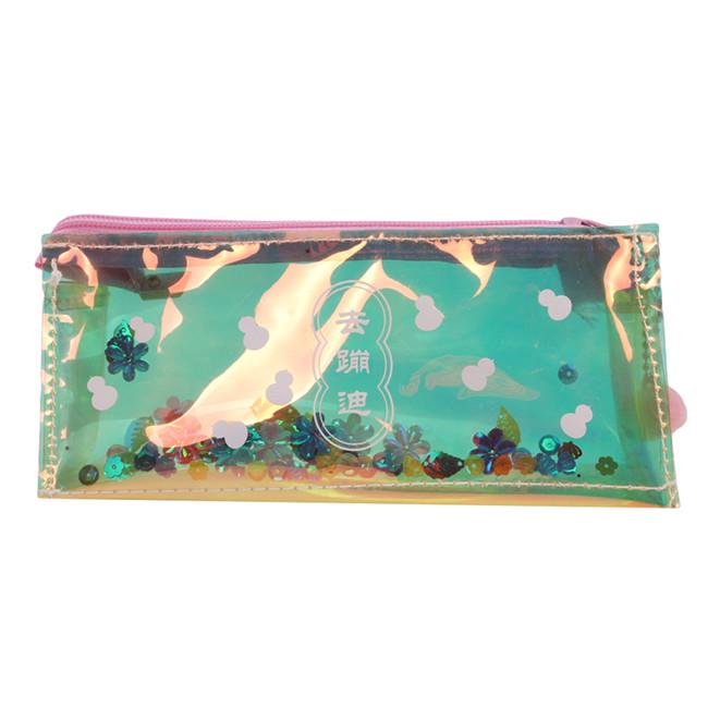 Laser Pencil Case Quicksand Reflective Pencilcase Transparent Penbox Stationery School Supplies