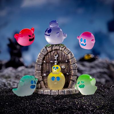 Halloween Luminous Ghost Miniatures Figurines DIY Fairy Garden Home Decoration Dollhouse Model Car Interior Desktop Decor Gifts