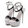 Summer 16cm High Heels Sandals Women Sexy Peep Toe Platform Ankle Buckle Strap Super High Heel Party Pumps Gladiator Sandal