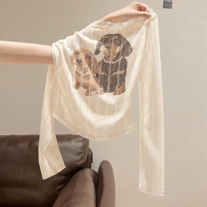 Women s Lace-Spliced Print Long-Sleeve Base Layer Shirt M