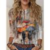 Women's Spring Summer 3D Printed Crew Neck Top, Black White Gradient Mandala Snow Dot Abstract Print Casual Daily Blouse