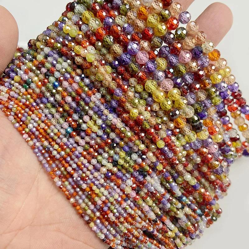 Perline in Pietra di Zircone Naturale Sfaccettata da 2mm/3mm/4mm per la Realizzazione di Bracciali Collane Anelli Catene per la Vita Accessori Gioielli Fai da Te Brillanti