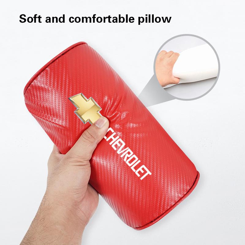 Car Seat Headrest Cushioning Carbon Leather Neck Pillow For Chevrolet Spark Captiva Cruze Malibu Equinox Trax Camaro Blazer