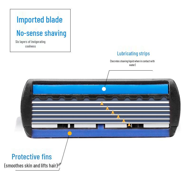 6-Blade Manual Shaver for Men - Razor with Blade Holder
