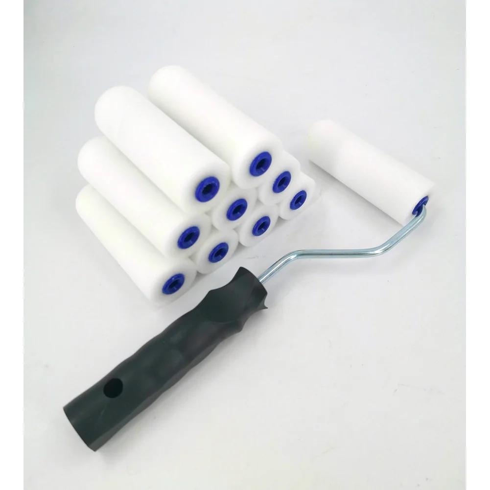 Paint Roller Set with 4 Inch Sponge Rollers 1 Handle 1 Paint Pan and 10 Refills for A3 Steel Container Projects