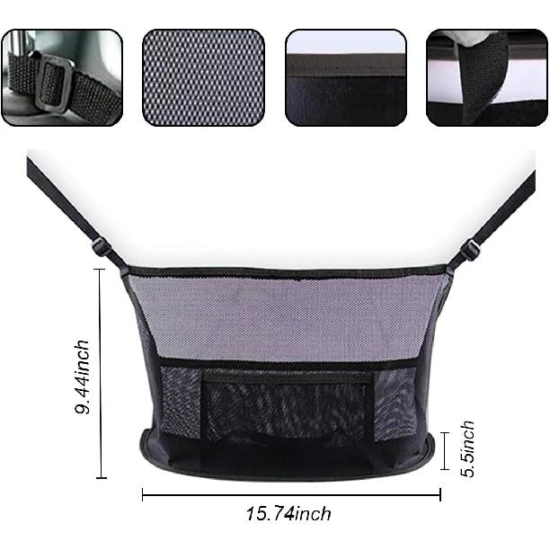 Handbag Holder For Auto, Net Pocket Purse Holder Between Front Seats Car Storage Organizer, Universal Accessory For Women And Men, Pet/Kids Car