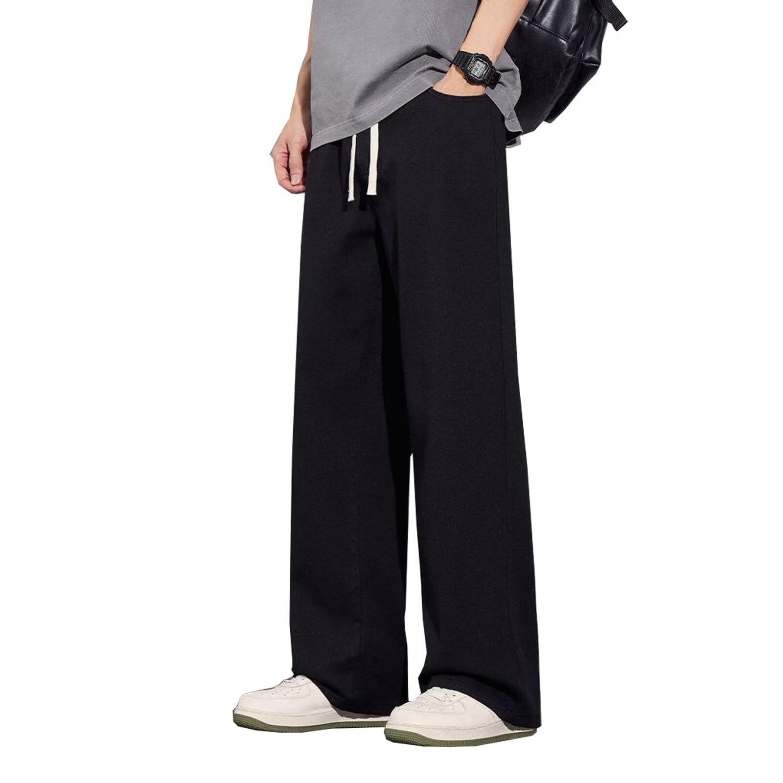 

Augneay Прямые Ретро Эластичные Регулируемая посадка Мужские Джинсы, Стиль, Талия, Кулиска, Всесезонные чёрный