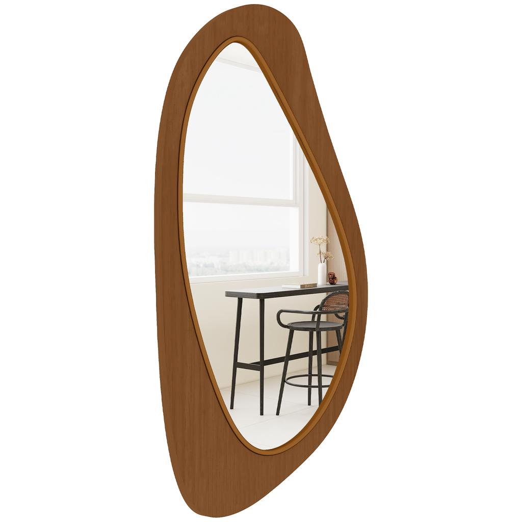 Miroir Mural Miroir Fenêtre avec Cadre en Placage de Pin pour Chambre à Coucher Salon, 91,5 x 45 x 3 cm, Bois Naturel