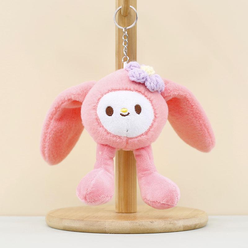 

Long Rabbit Elf Ear Cartoon Plush Toy Backpack Keychain Accessories Pendant Red