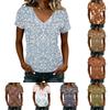 Damen V-Ausschnitt Kurzarm Top Lässiges Entspanntes T-Shirt mit Blumenmuster Leichter Weicher Stoff Pullover Bluse