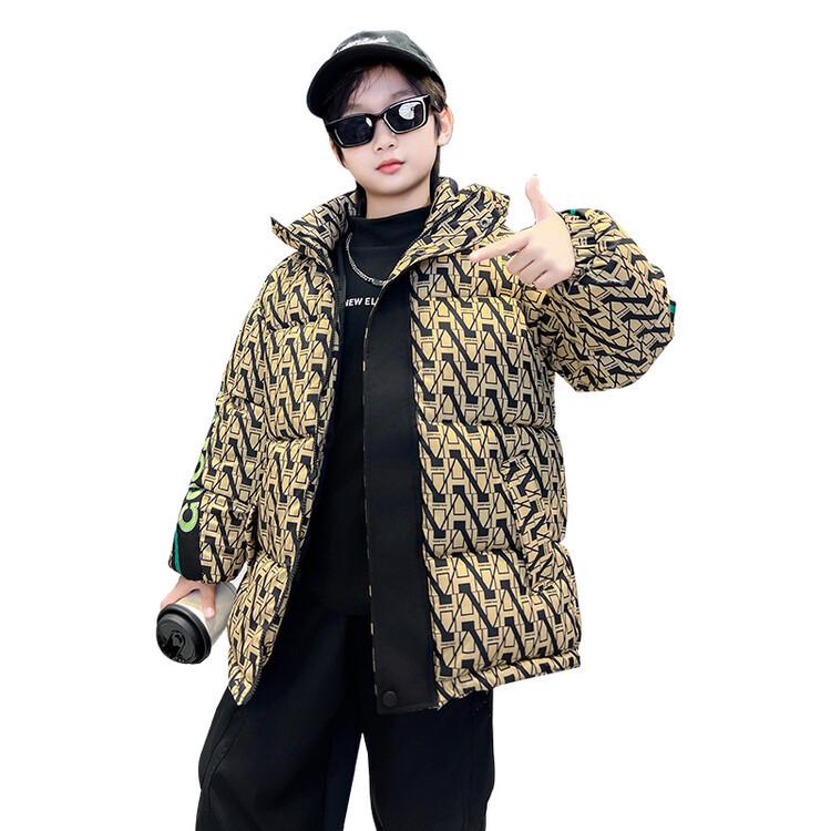 

2025 Boys Winter Hooded Cotton Jacket - Stylish & Warm Street Style Coat for Kids 150cm жёлтый