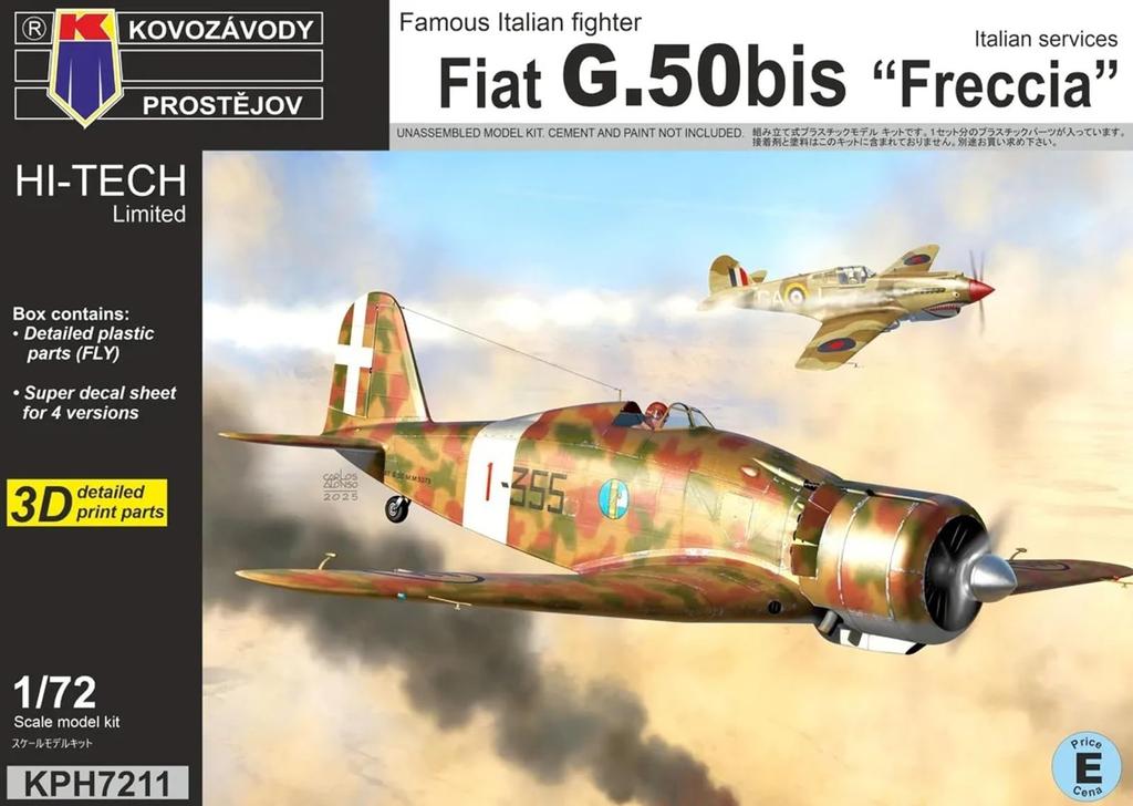 KP Model Scale Limited Edition Fiat Freccia Italia Plastic Model Kit KPMH7211 1/72 Hi-Tech G.50bis (Airplane)