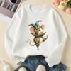Kids Crewneck Sweatshirt, Blue & Golden Stripes Floral Print, Machine Washable Soft Casual Sportswear for Spring & Autumn
