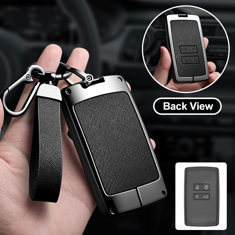 Zinc Alloy Leather Car Key Cover Fits Renault Sandero Koleos Captur Kadjar Megane Clio 5 Austral Logan Arkana Koleos Key Shell