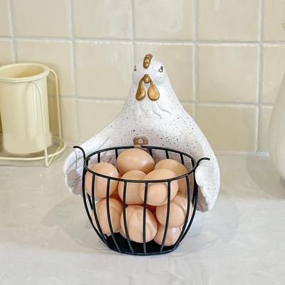 Bucolic Hugging Chicken Storage Basket Iron Frame Enamel Glues Multipurpose Organizers For Wedding Party Home Decors