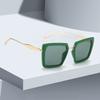 Vintage Sunglasses For Women Green Golden Fashionable Square Glasses High-End Feel Deep Green Lenses For Women Glasses