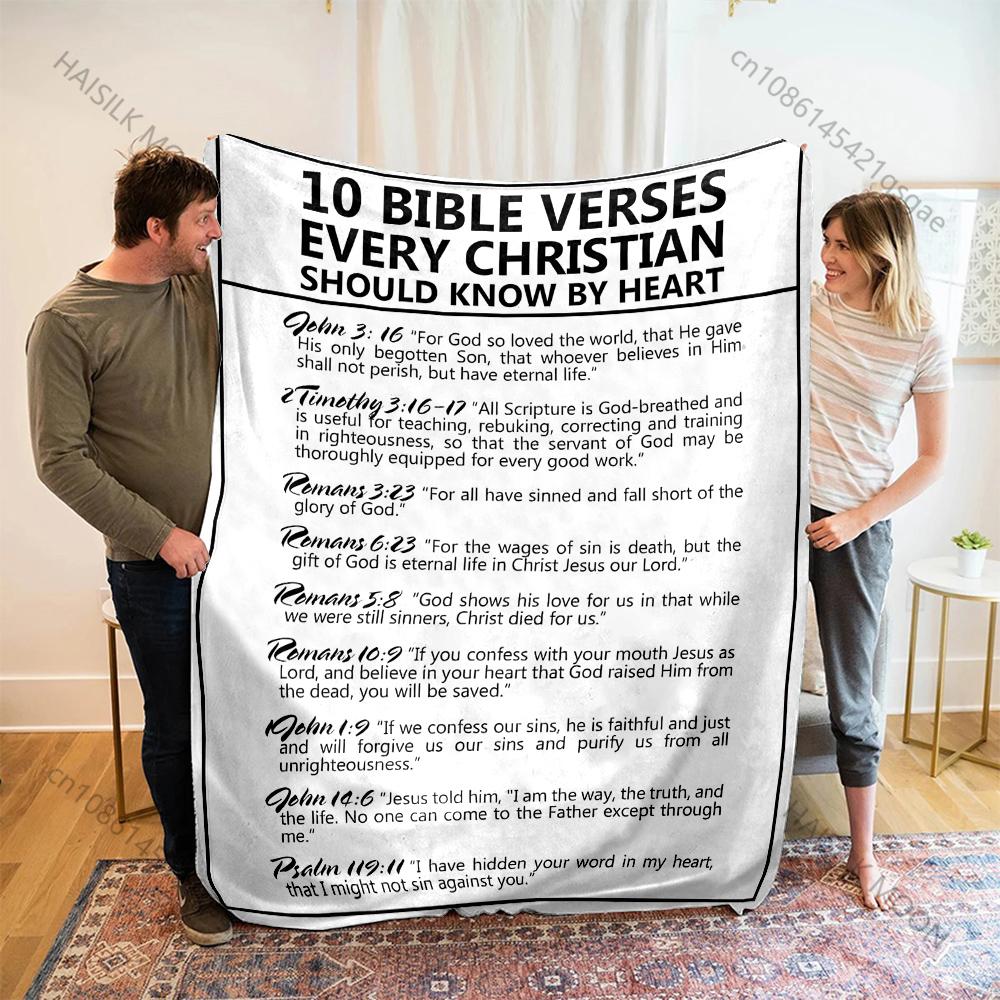 10 Bible Verses Every Christian Should Know Print Believer Pray Blanket Warm Soft Flannel Material Suitable for All Seasons