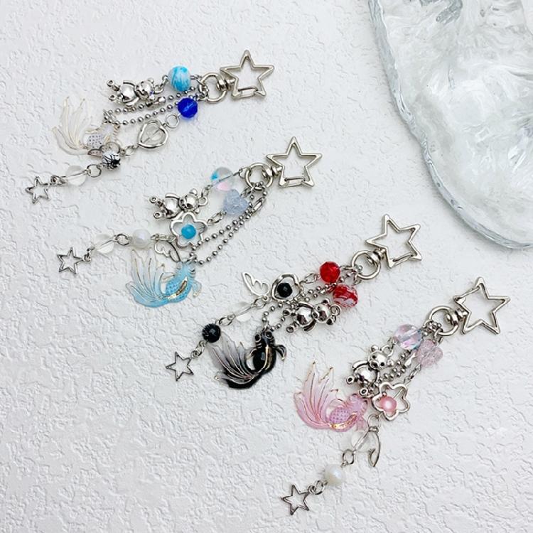 Encanto de Teléfono de Medusa y Estrella con Cuentas Inspirado en el Mar Llavero Colgante Multiusos Soporte para Llaves Resistente