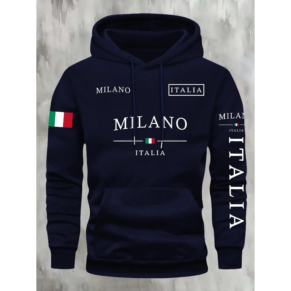 ITALIA MEDIOLAN Mężczyźni Kobiety Bluza z kapturem Na zewnątrz Ulica Codzienny Sport Wakacje Trend Wiosna Jesień Zima Bluza dla pary Góra Ubrania