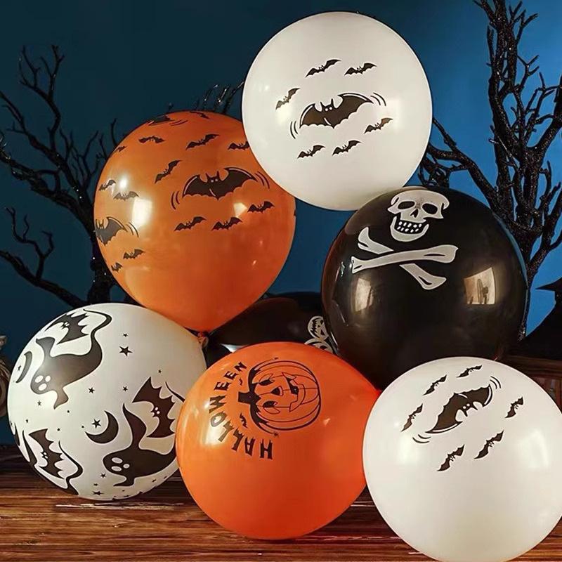 12 Halloweenowe Balony Lateksowe z Nadrukiem Dekoracja Scena Imprezy Maskaradowej Scena Baru Festiwalu Duchów