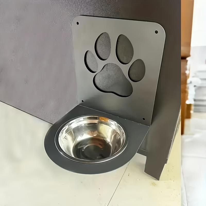 1pc Wall-Mounted Adjustable Height Pet Feeder Floating Shelf - Heavy Duty Iron Feeding Station with Bowl Holder, Space Saving