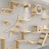 Wall Mounted Sisal Cat Climbing Ladder Treads Wooden Eco-friendly Cat Paradise Cat Furniture Solid Wooden Suspension Bridge
