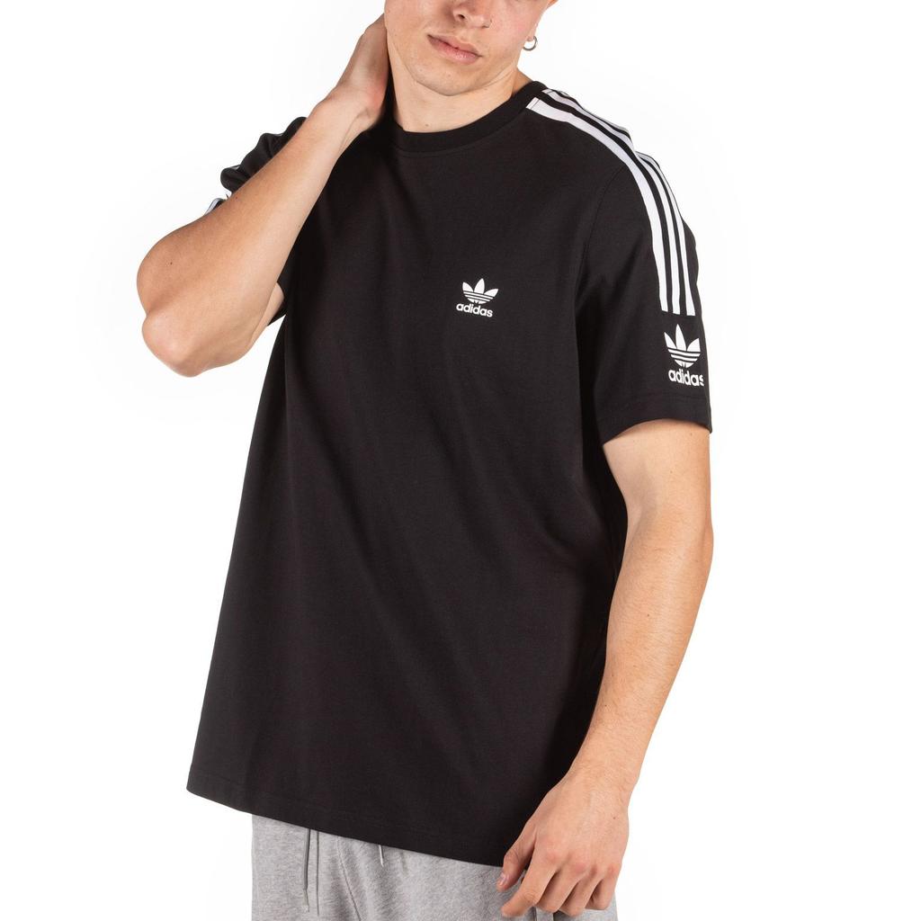 adidas Orijinaller Yonca Retro 3 Çizgili Tişört Bisiklet Yaka Kısa Kollu Erkek Üst Siyah ED6116