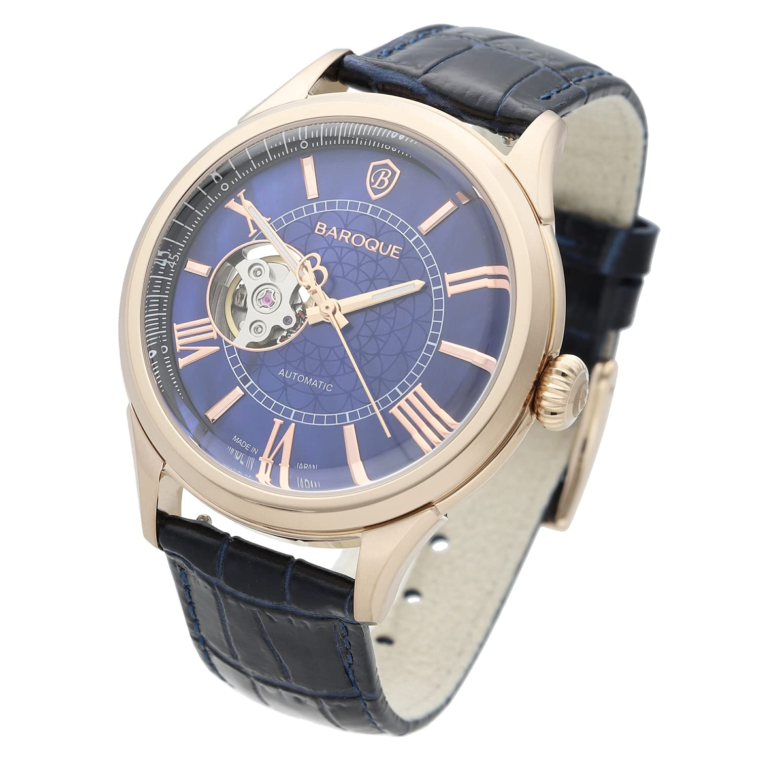 

[Барокко] Часы BAROQUE Blue Mother of Pearl, брендовые, сделаны в Японии, серия BA3004RG-58NV, мужские, джентльменские, с автоматическим заводом