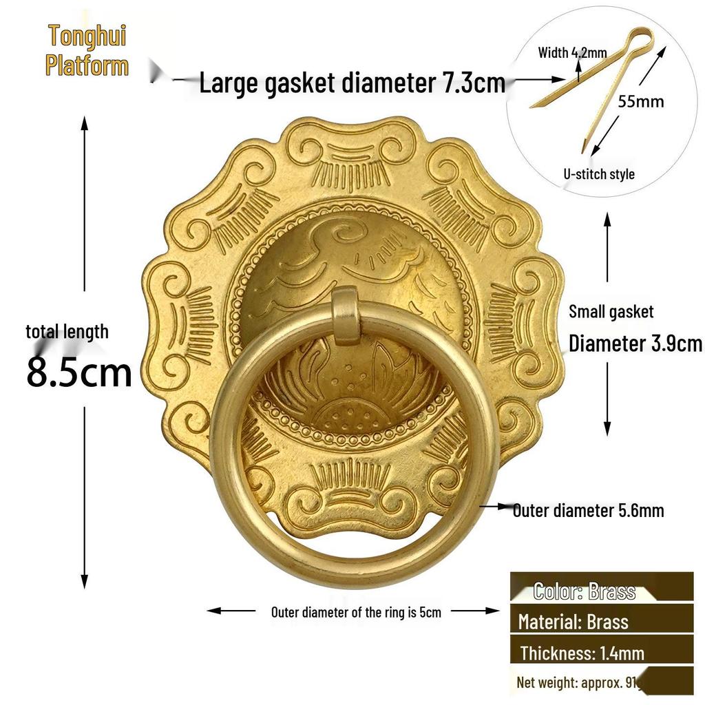 Antique Style Pure Copper Hexagonal Handle for Cabinets & Drawers - Retro Chinese Hardware Accessory