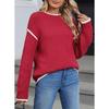 Casual Pullover Long Sleeved Loose Contrasting Solid Color Women's Sweaters
