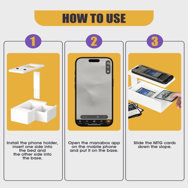 Mtg Kartları İçin Takas Kartı Tarayıcı Standı, Kart Kutulu Telefon Tutucu, Manabox Uygulamasıyla Uyumlu, Hızlıca Tara ve Fiyat Kontrolü Yap