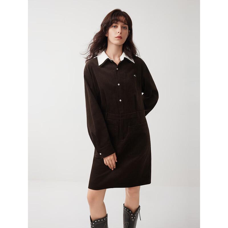 ELLE Vintage Corduroy Shirt Dress S