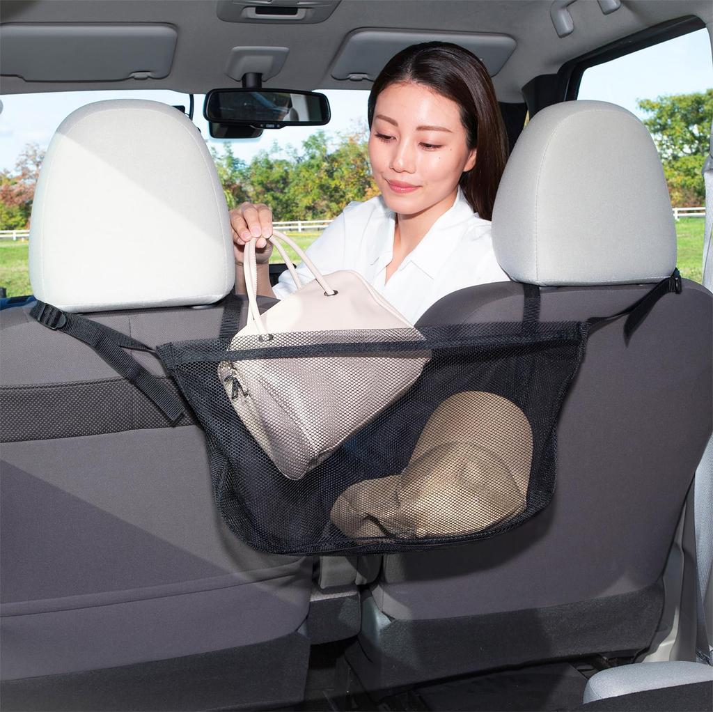 Astro Car Storage Black Storage Car Seat Luggage Mesh Pocket for Shopping and Car Seat Back Prevents Cargo from Slipping Small Item Car Utilizes Dead
