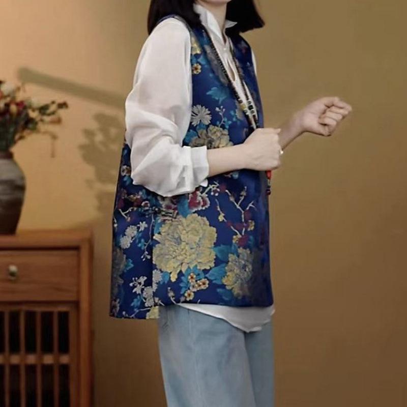 

New 2026 Women s Sleeveless Chinese-Style Horse Print Vest M [90-105 jin]