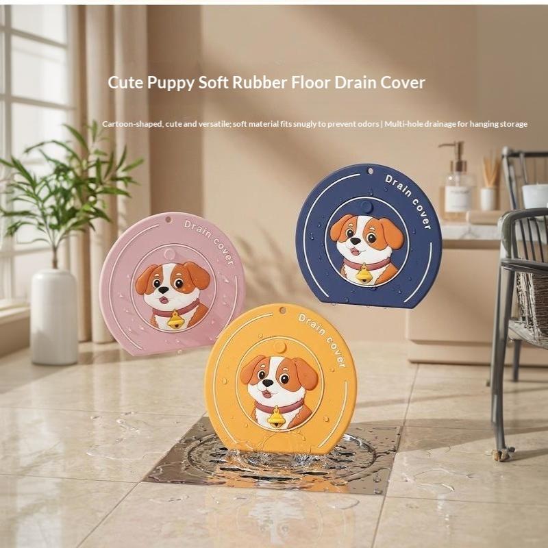 Pvc Floor Drain Cover Cartoon Dog Anti-Insect Sewer Filter Pad Anti-Blocking Anti-Odor Floor Drain Mat