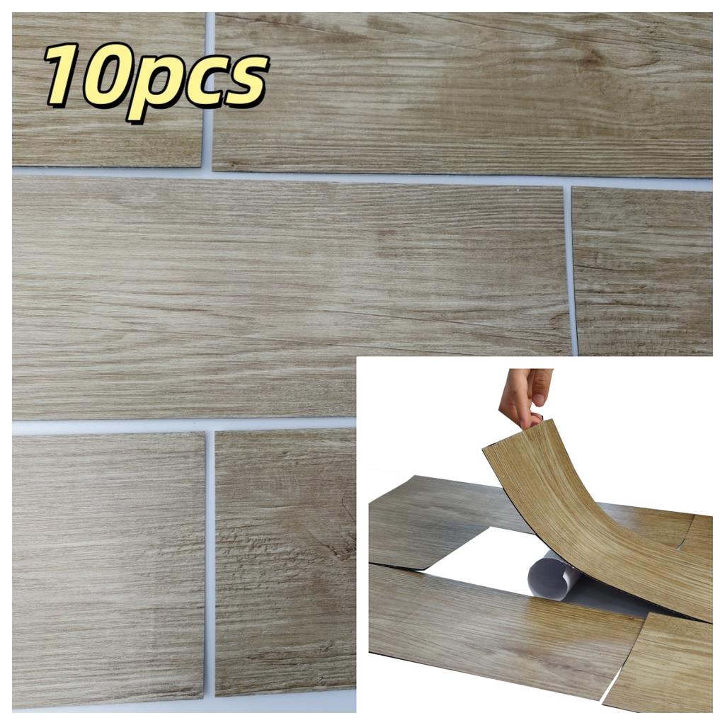 10 pièces 40cmX15cm Autocollants de Sol Imitation Bois Auto-adhésifs pour Salons, Salles de Bain, Cuisines, Décoration de Maison Autocollant de Sol
