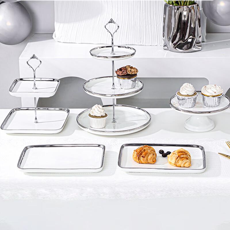 Elegant Ceramic Dessert & Snack Display Stand Set